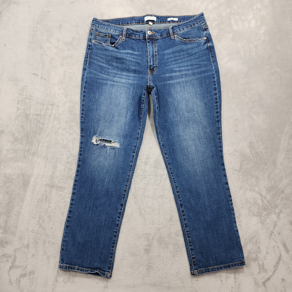 Sofia Vergara Jeans Womens 18 Blue Mid Rise Bagi Boyfriend Distressed Stretch